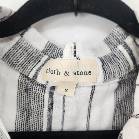 Anthropologie Cloth & Stone Linen Blend Striped Tie-Front Button Down Shirt S - Picture 6 of 9